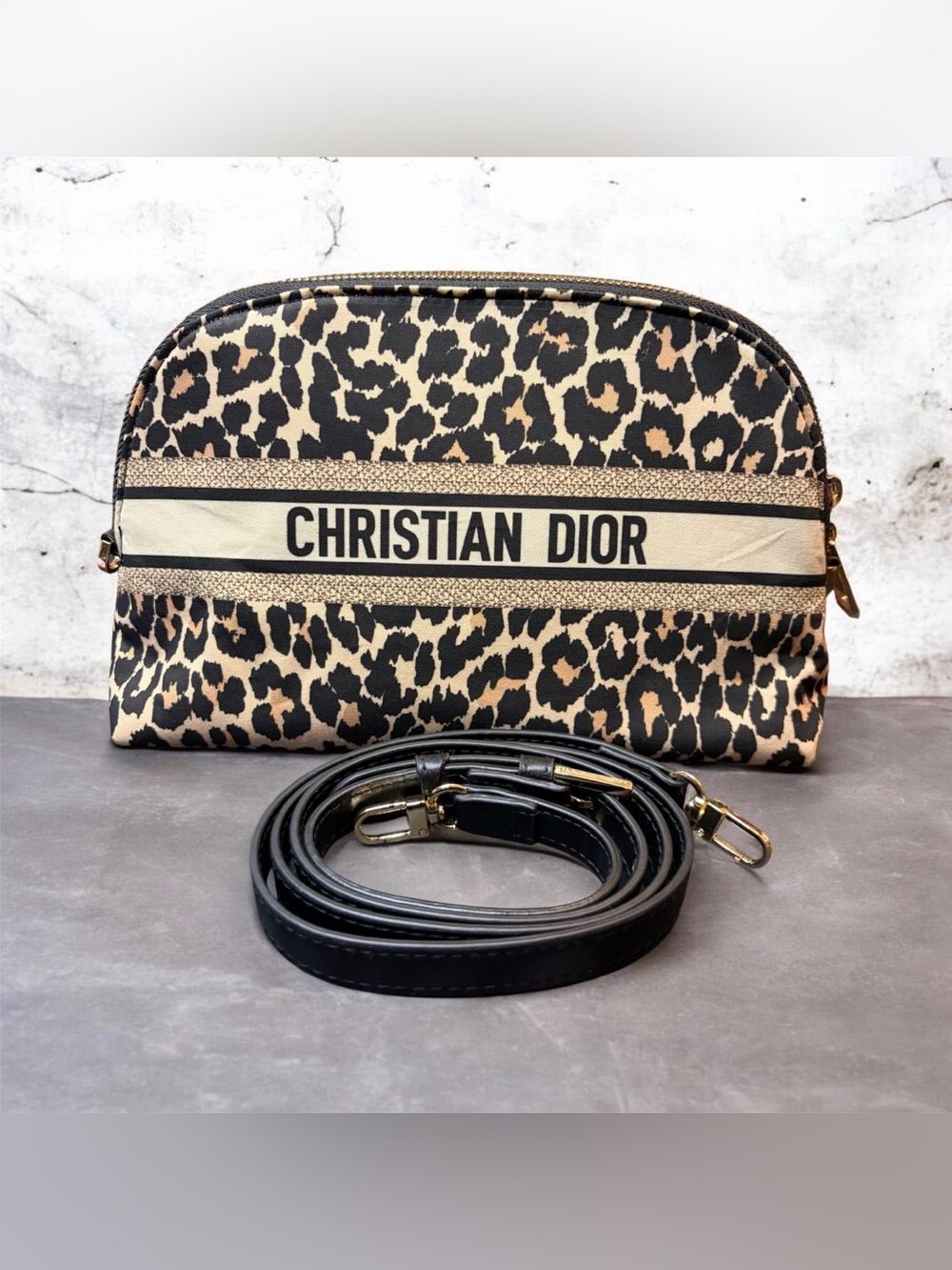 NEW! Christian Dior Leopard Makeup Pouch x Crossbody Duo